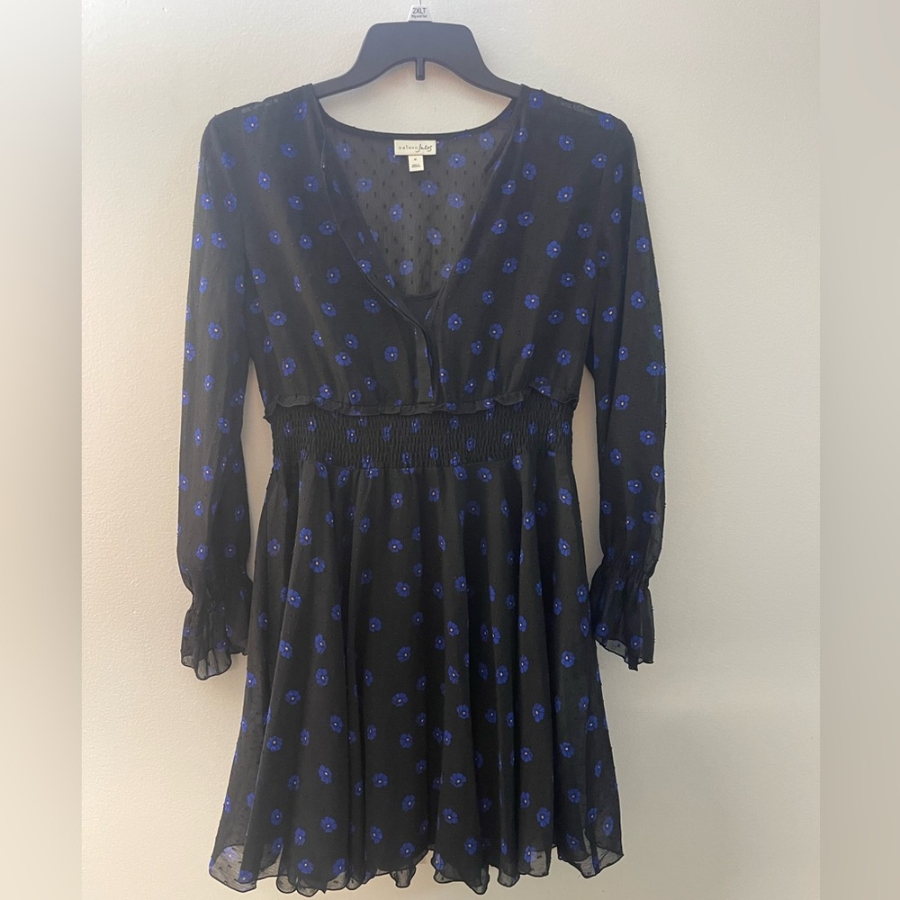 Maison Jules Black and Blue Floral Dress (new)